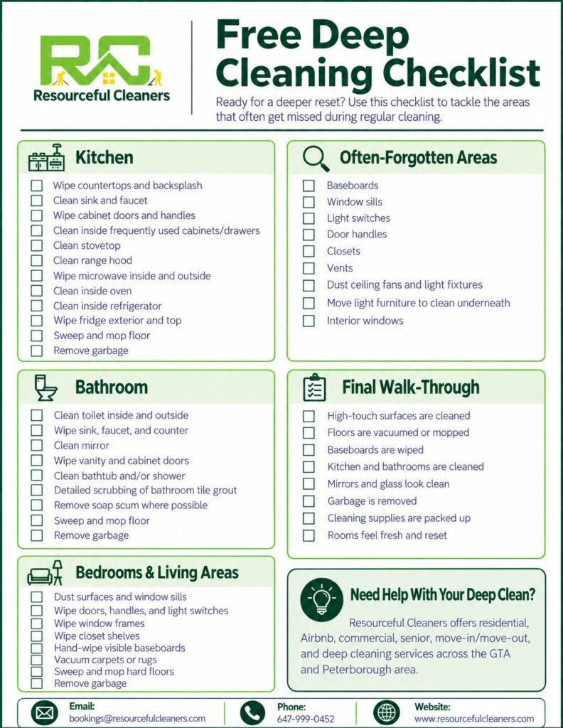 Home resourceful cleaners deep cleaning checklist